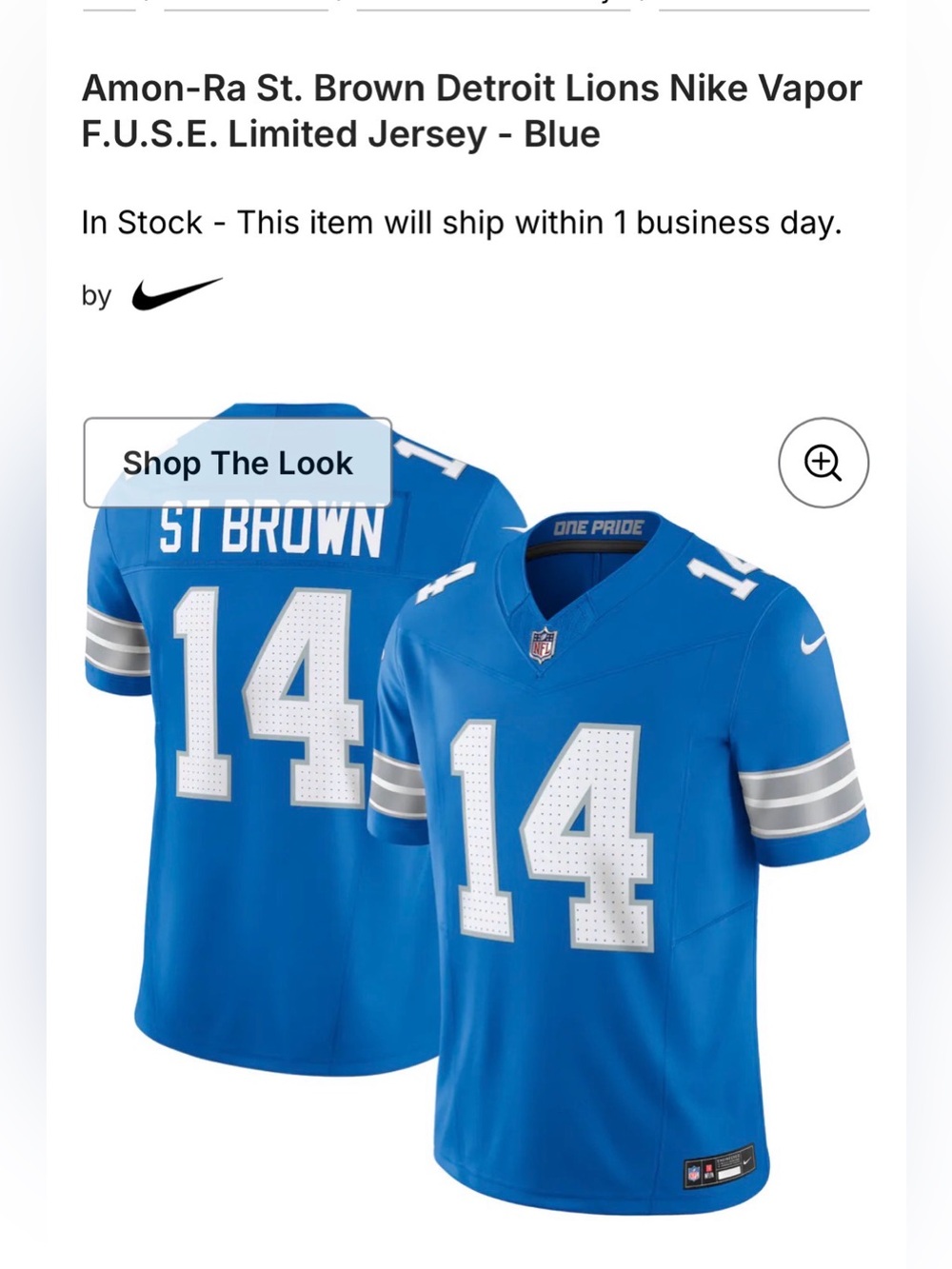 Nike Vapor F.U.S.E. Limited Jersey Men’s Detroit Lions Amon-Ra St. Brown 3XL